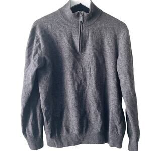 Poeta Moda By Visitor Merino Wool Gray Mock Neck Quarter Zip L/S Sweater - XXL